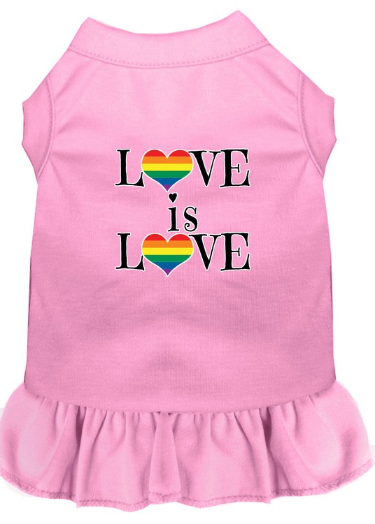 Love is Love Screen Print Dog Dress Light Pink Lg